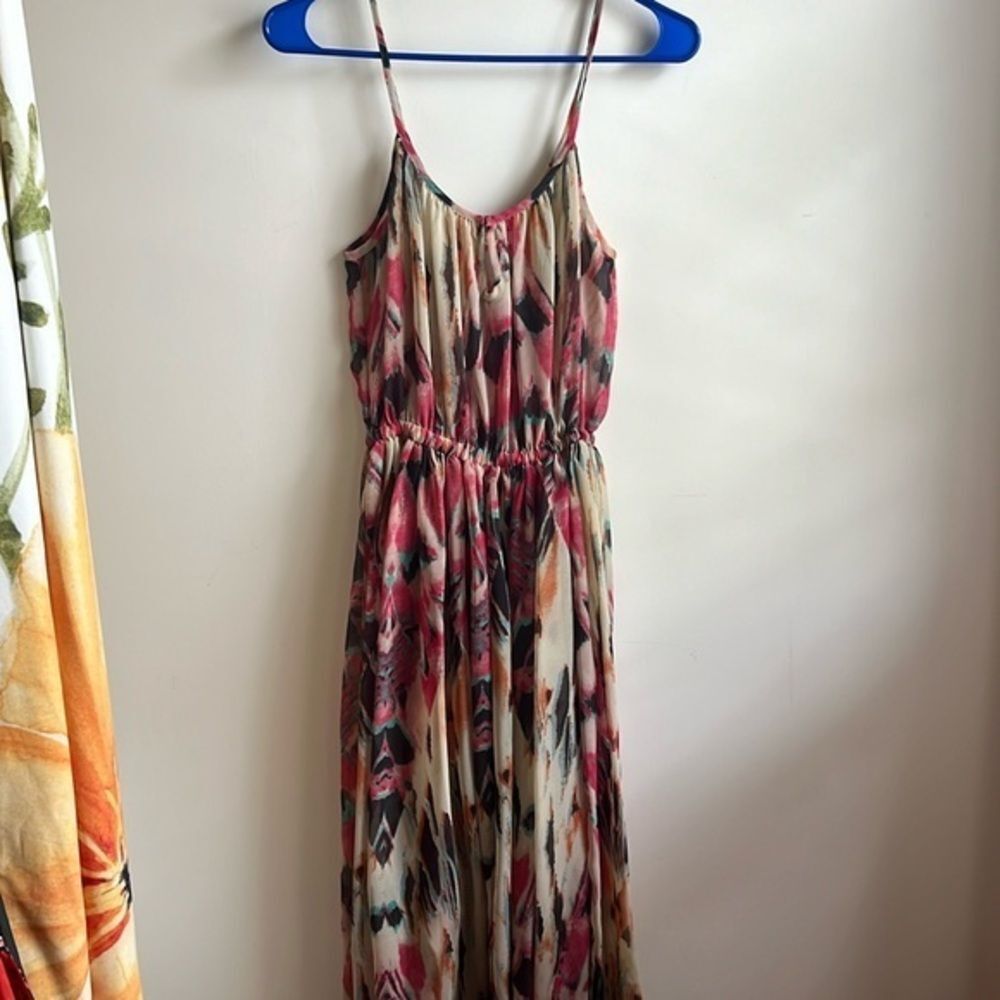 Love Sam Chiffon dress abstract print sheer dress strap sleeveless